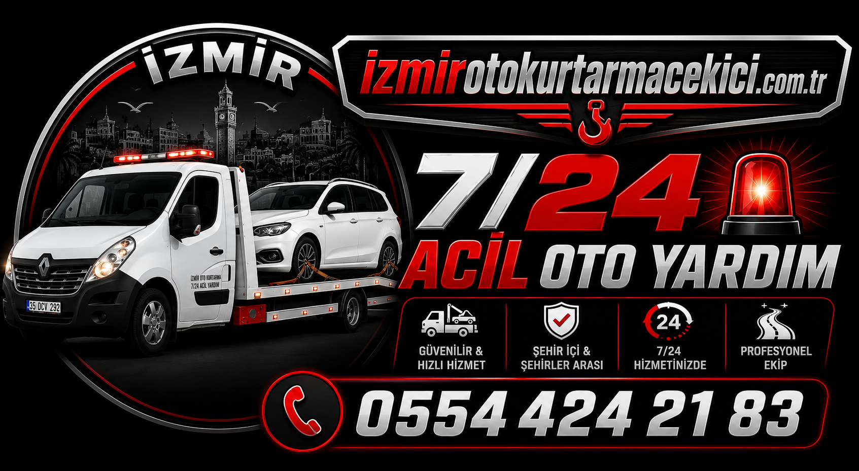 0 554 424 21 83 İzmir Oto Çekici & Oto Kurtarma | 7/24 Acil Yol Yardım